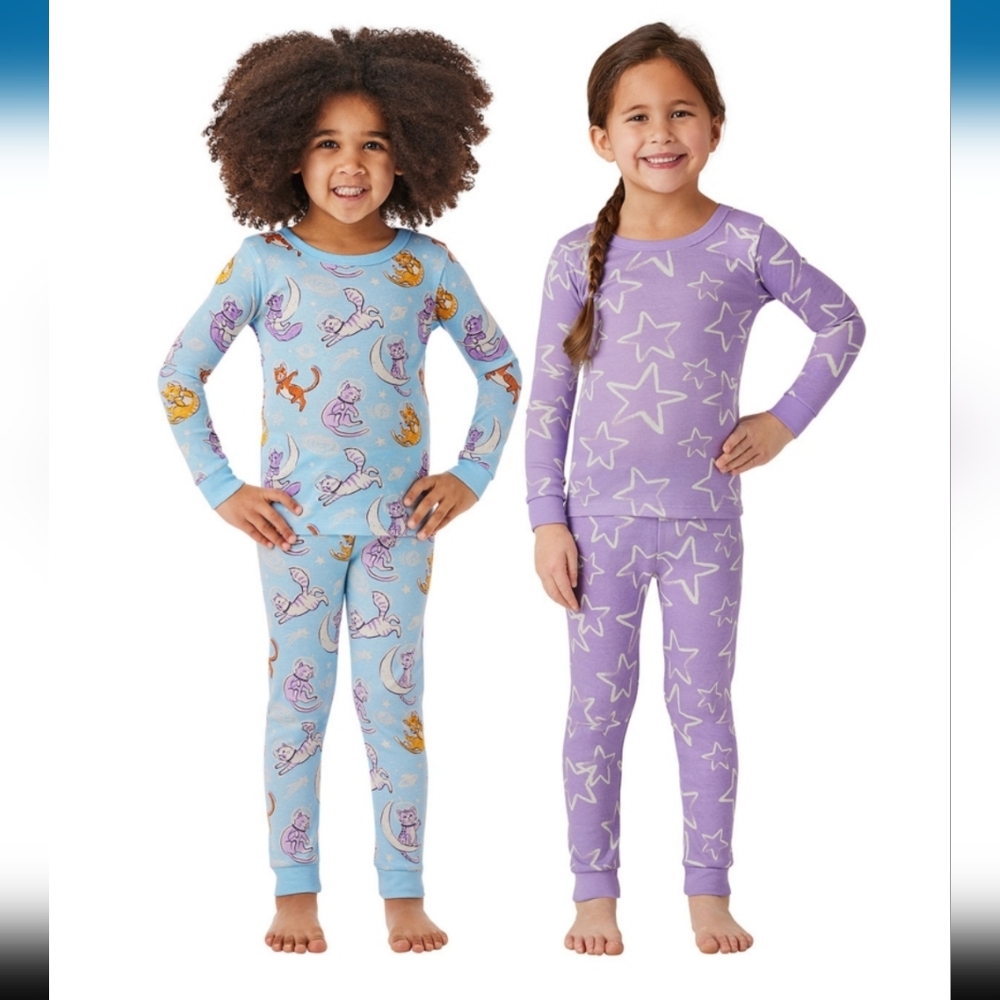 Member's Mark Girls 4-Piece Organic Pajama Set| Toddler Girls Size 3T| New W Tag